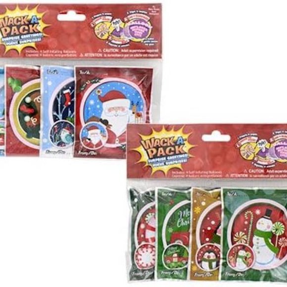 3 Pks Christmas Wack-A-Pack Self Inflating Mini Foil Balloon 4 per Pk 12 Total) - Picture 1 of 6
